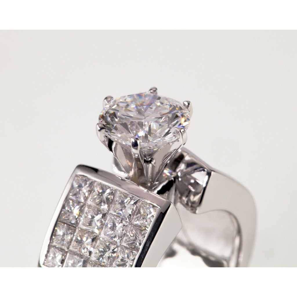 Gorgeous 1.71 Carat D Color Round Diamond Solitaire Ring Princess Accents Size 5