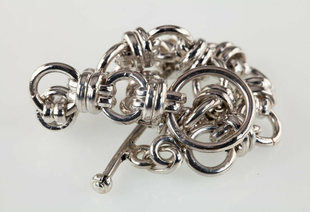 Sterling Silver Multi Cross Link Bracelet 8.25" Long