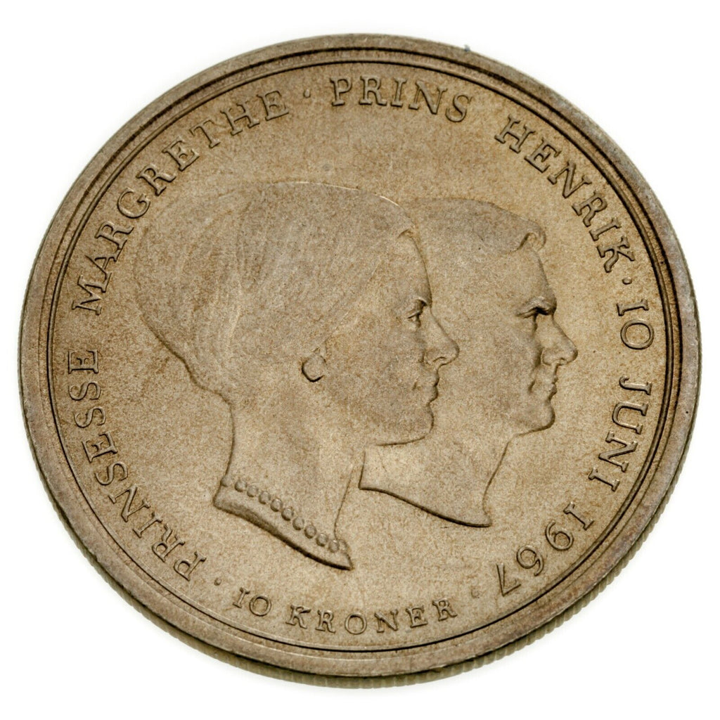1967 Denmark 10 Kroner Silver Coin In BU, KM 857