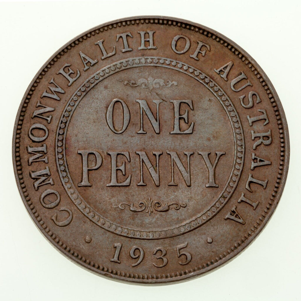 1935-M Australia Penny Coin, AU Condition KM# 23