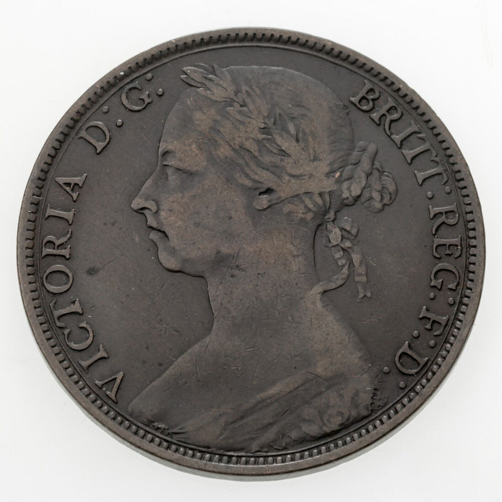 1890 Great Britain Penny Coin in XF+ Condition KM# 755