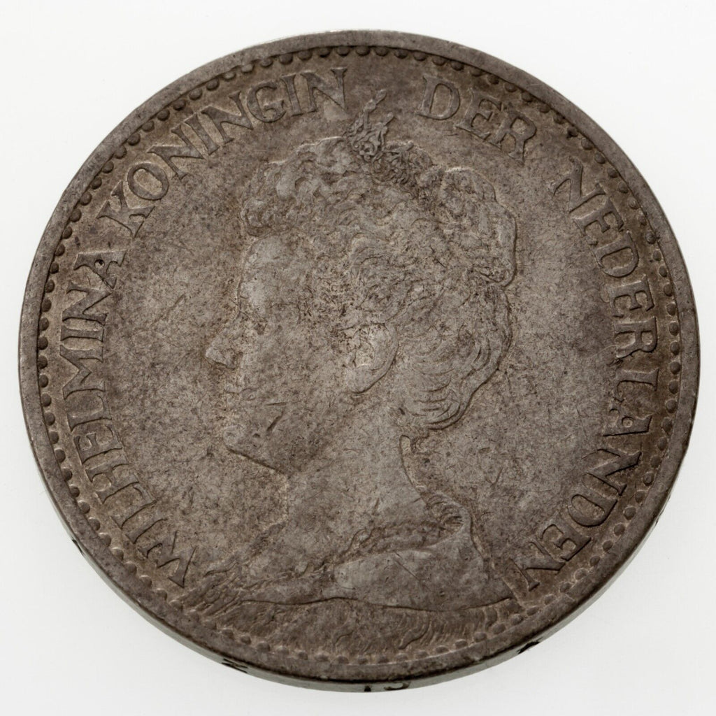 1916 Netherlands Gulden Silver Coin in VF Condition KM 148