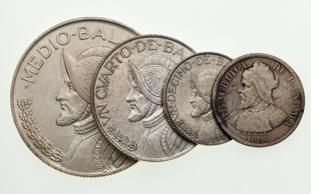 1904-1962 Panama Silver Coin Lot of 4 KM# 2, 10.2, 11.2, 12.2