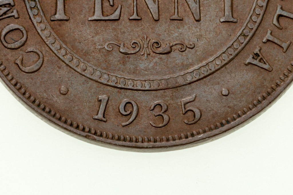 1935-M Australia Penny Coin, AU Condition KM# 23