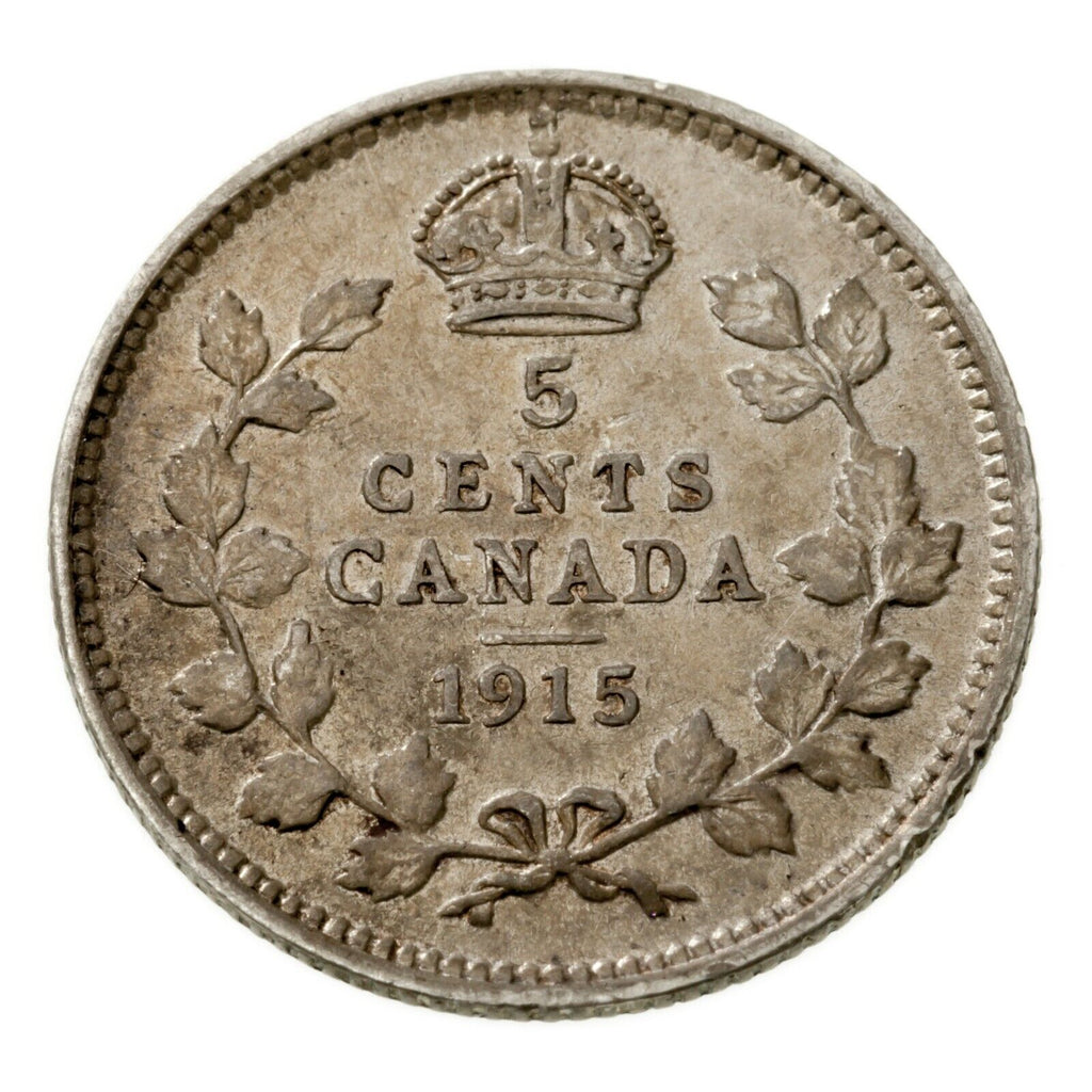 1915 Canada 5 Cents Silver Coin In Extra Fine, KM 22