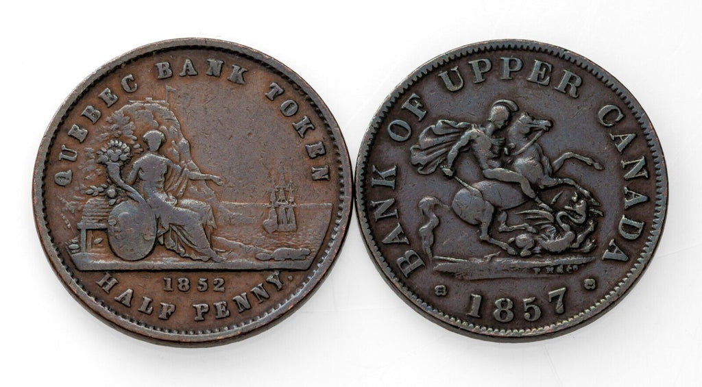 1842-1857 Canada Token Coinage Lot of 3 Fine to XF Condition