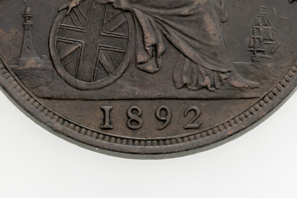 1892 Great Britain Penny Coin in XF Condition KM# 755
