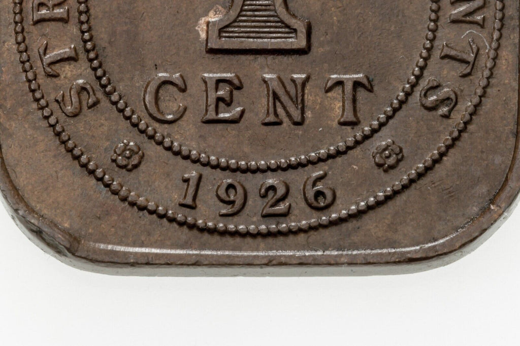 1926 Straits Settlements Cent In AU, KM# 32