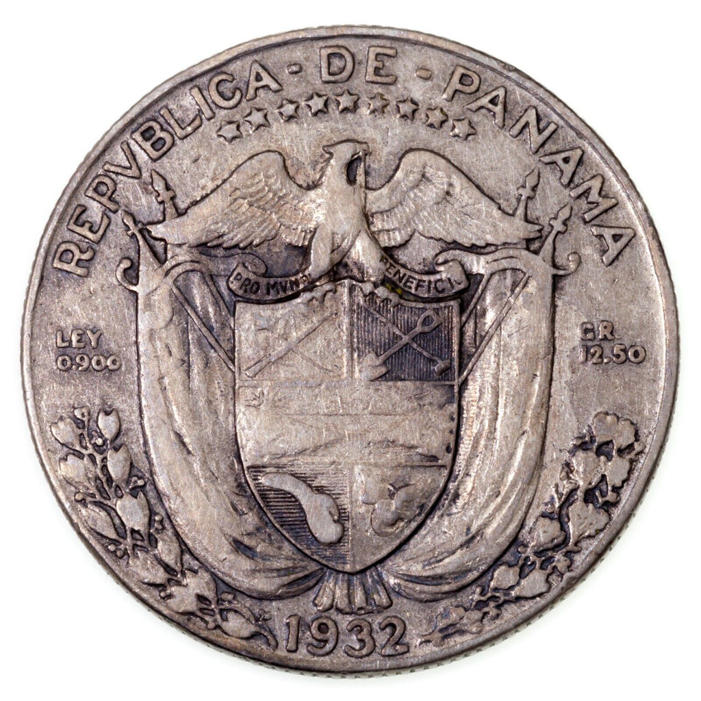 1932 Panama 1/4 Balboa & 1/2 Balboa Lot of 2 Silver Coins KM# 11.1, 12.1