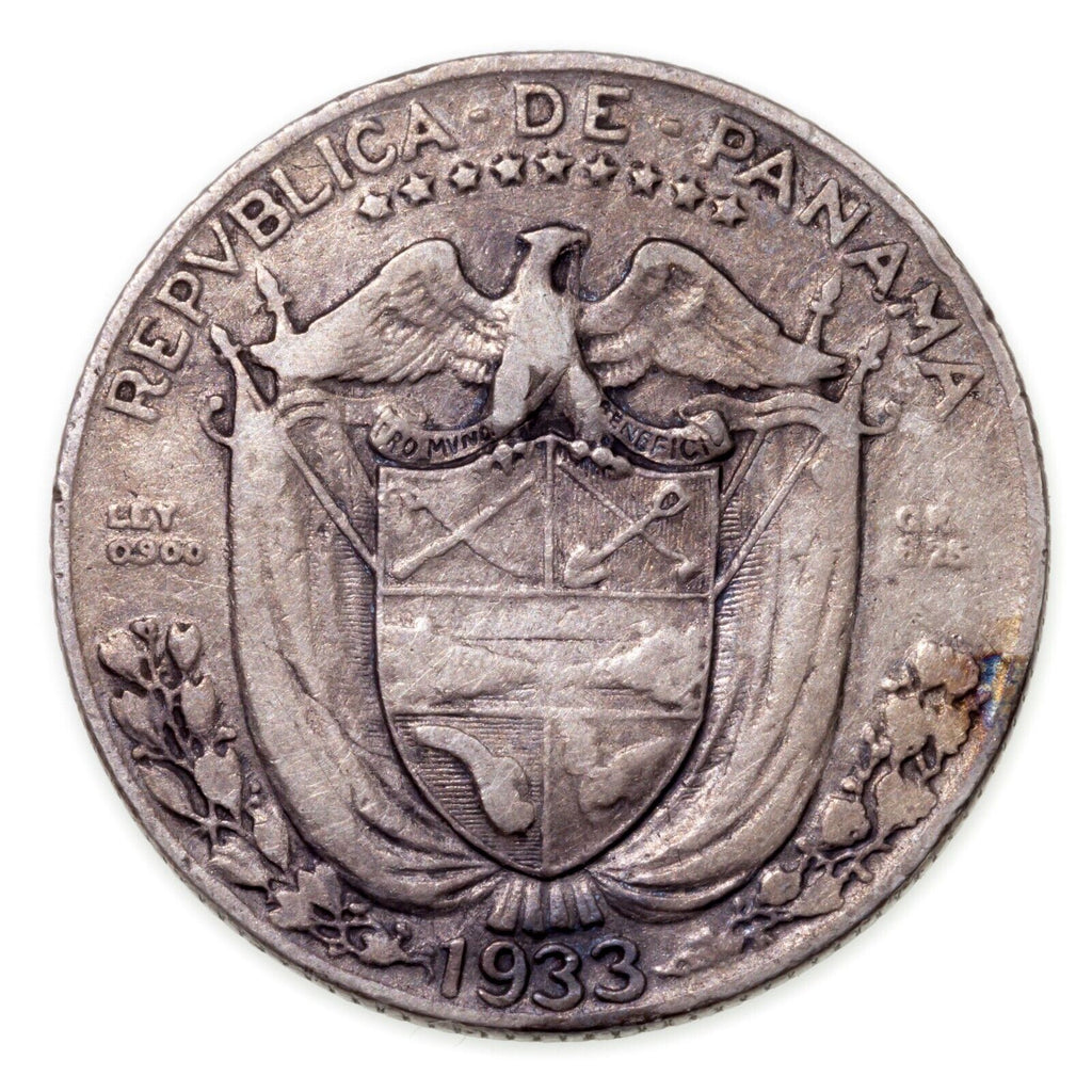 1933 Panama 1/10, 1/4, 1/2 Balboa Lot of 3 Silver Coins KM# 10.1, 11.1, 12.1