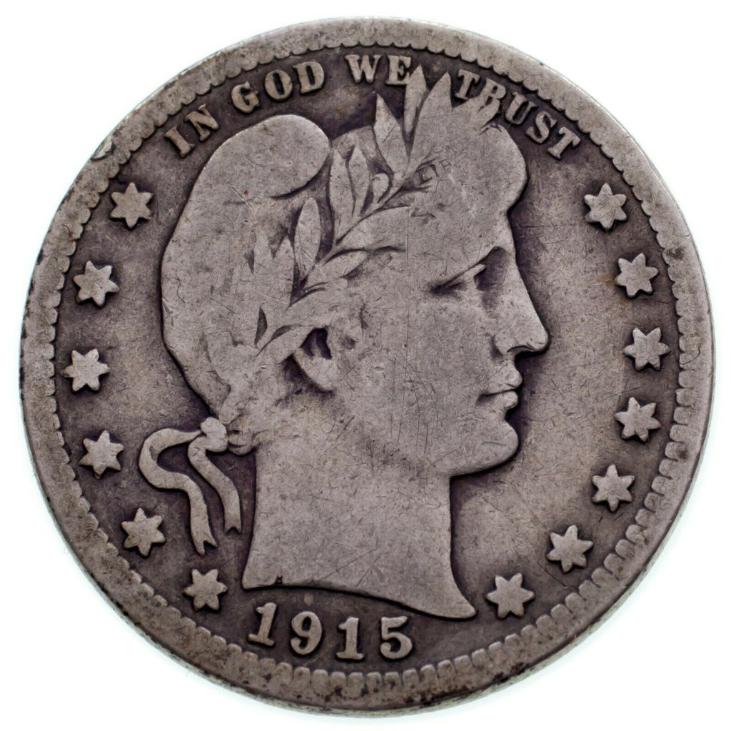 1915-S 25C Barber Quarter in VG Condition, Natural Color, Nice Detail for Grade!