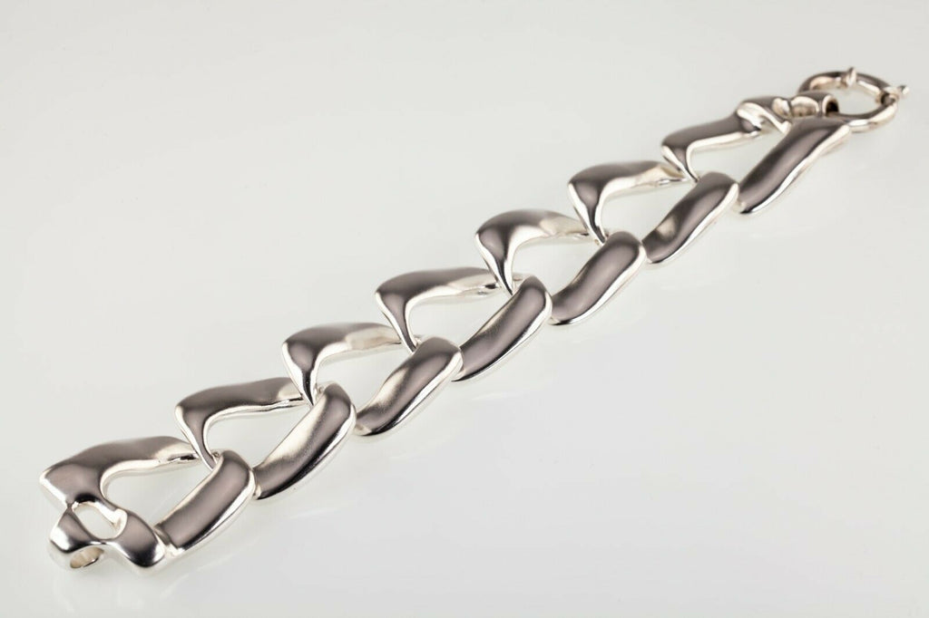Sterling Silver Cushion Open Link Bracelet 8.25" Long