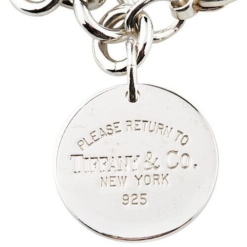 Tiffany & Co. Sterling Silver Round "Return To" Tag Charm Bracelet 7.5"