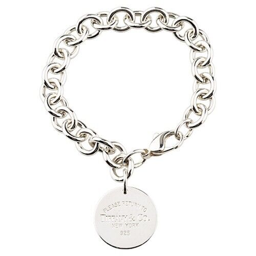 Tiffany & Co. Sterling Silver Round "Return To" Tag Charm Bracelet 7.5"