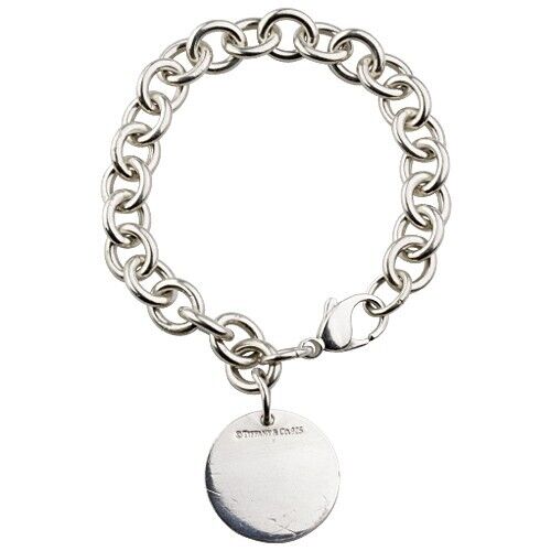 Tiffany & Co. Sterling Silver Round Tag Charm Bracelet w/ "GUESS" Logo